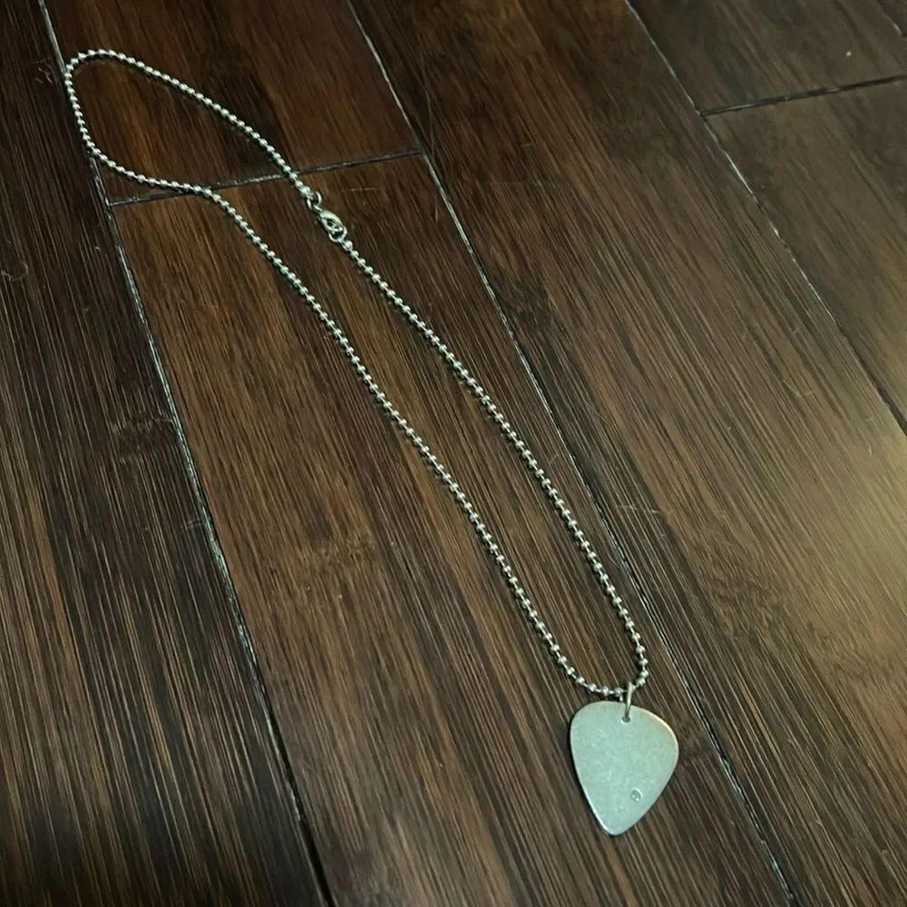 Silver Necklace with Small CZ Stone - Brand New - Vintage Silver Heart Dog Tag